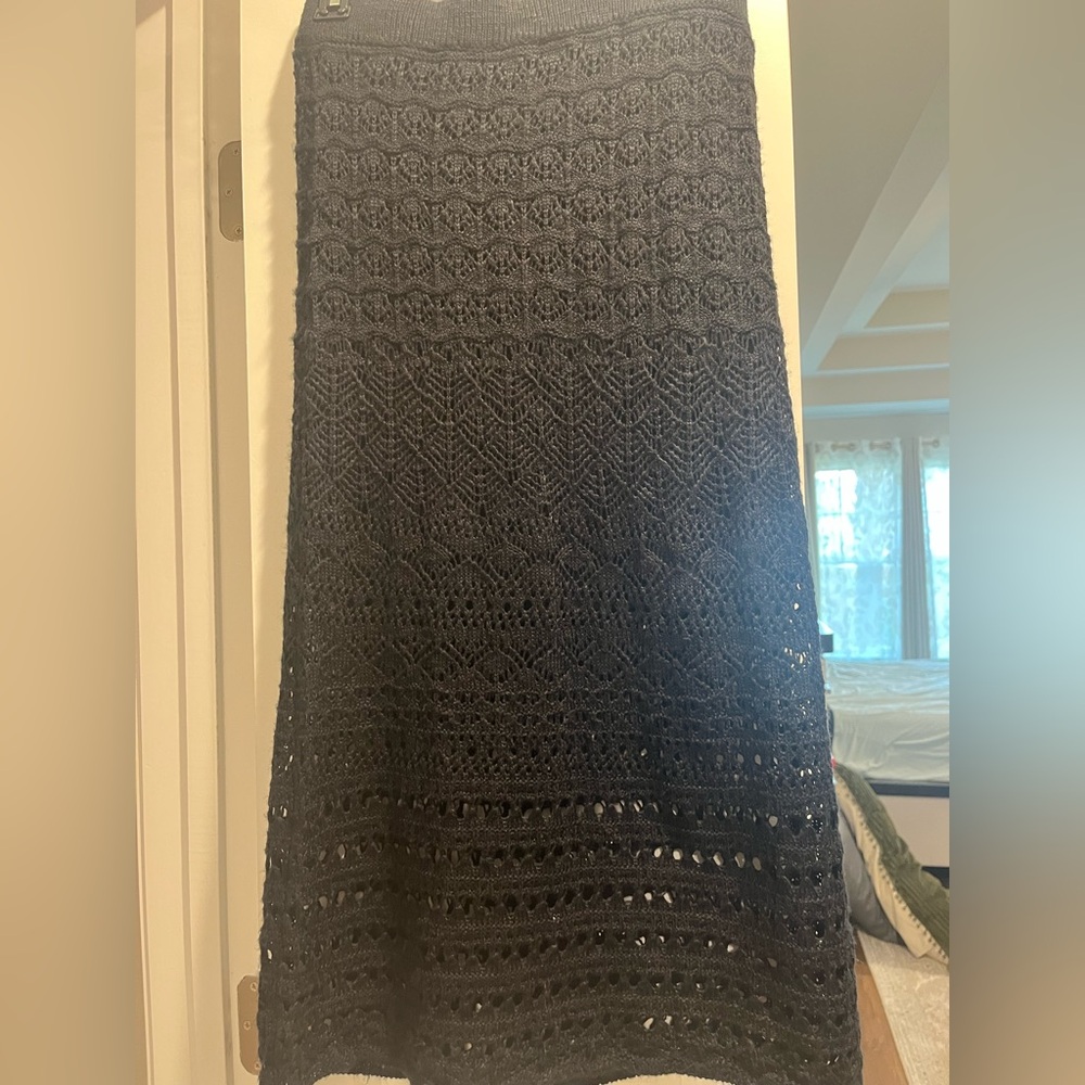 Crochet Sweater Skirt, soft and Elegant in Deep Black like new..